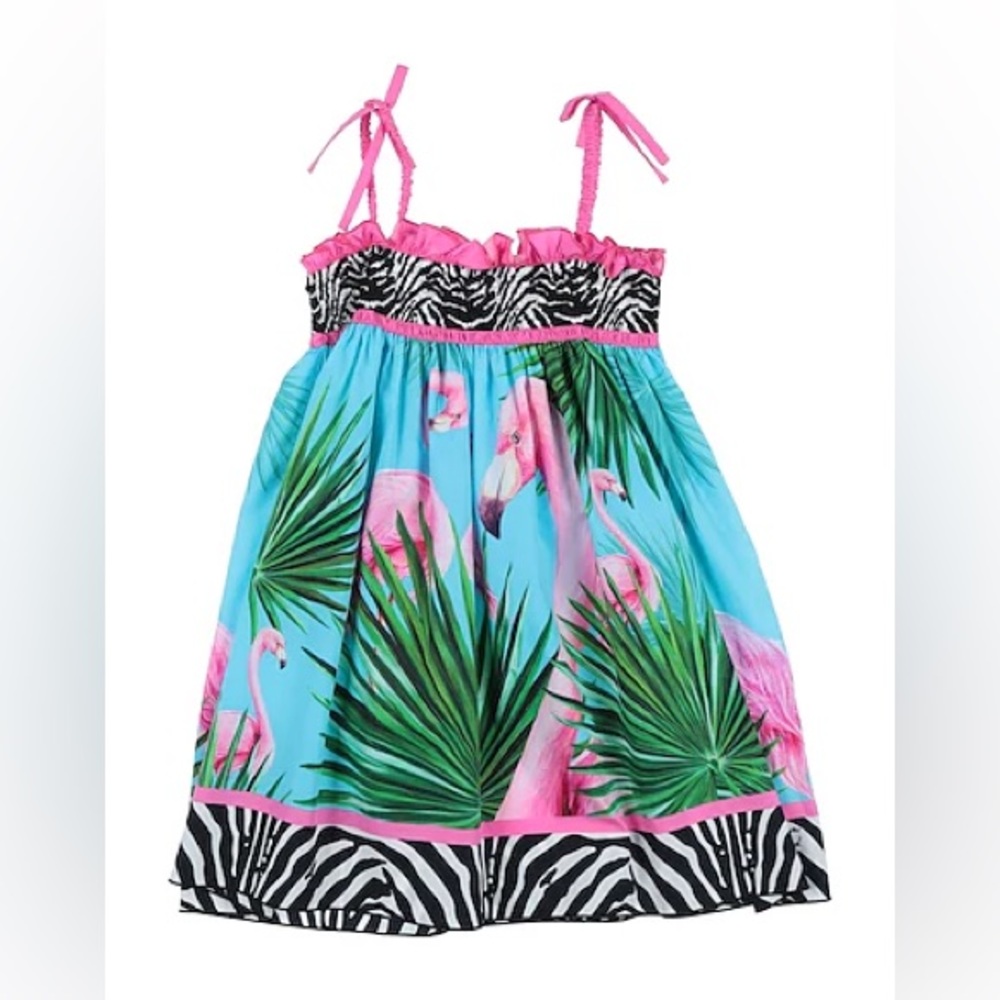 NWT DOLCE & GABBANA x Khaled Khaled Flamingo Print Smocked Dress